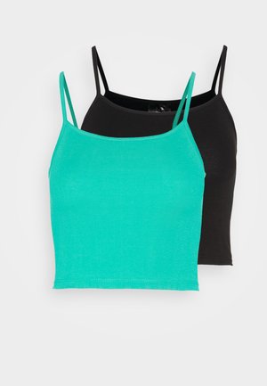 ONLKIRA SQUARENECK SINGLET 2 PACK - Débardeur - black pack/simply green