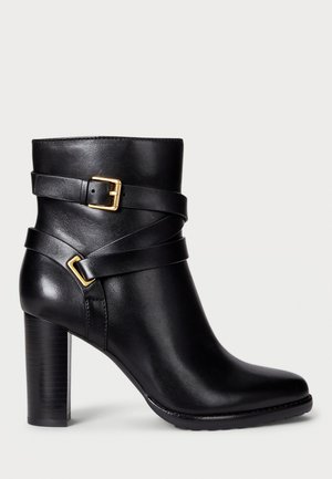 COLLINS BURNISHED LEATHER BOOTIE HEEL - Støvletter - black