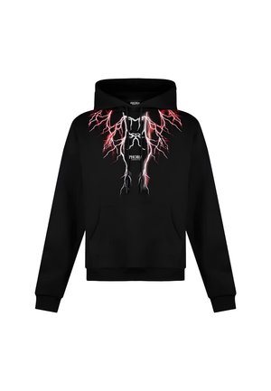 Felpa con cappuccio - nero-rosso