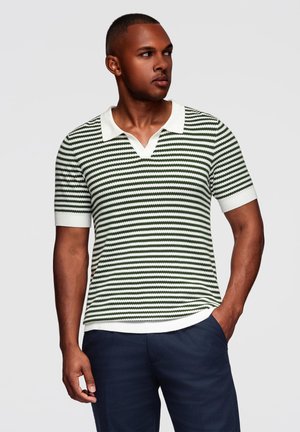 Ombre, BUTTONLESS WITH NAUTICAL STRIPES - Polo - olive and white