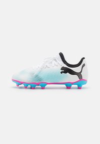 Puma - FUTURE 7 PLAY FG/AG JR UNISEX - Scarpe da calcetto con tacchetti - white/black/poison pink Immagine in miniatura 1