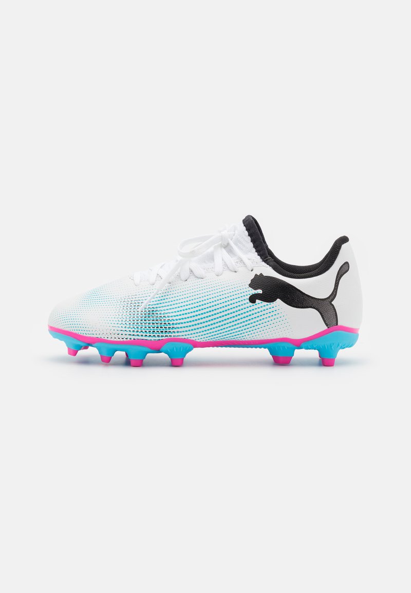 Puma FUTURE 7 PLAY FG/AG JR UNISEX - Nogometne kopačke za čvrstu podlogu - white/black/poison pink