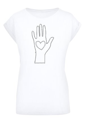 PEACE - SCRIBBLE HAND HEART WHITE EXTEND - Print T-shirt - white