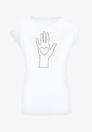 Merchcode, PEACE - SCRIBBLE HAND HEART WHITE EXTEND - T-shirts print - white