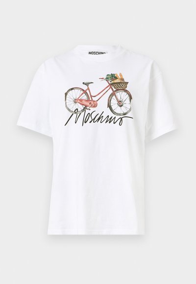 MOSCHINO FLOWERS AND BIKES - Print T-shirt - fantasia bianco