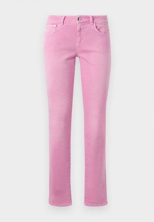Rosa denimjeans med rett ben-design, med en frontknap-lukning, fem lommer og et glat, let struktureret stof.