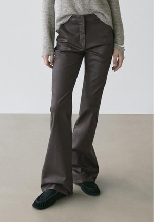 Massimo Dutti FLANELL - Trousers - mottled dark brown