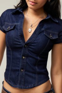 BDG Urban Outfitters POLLY - Hemdbluse - blue
