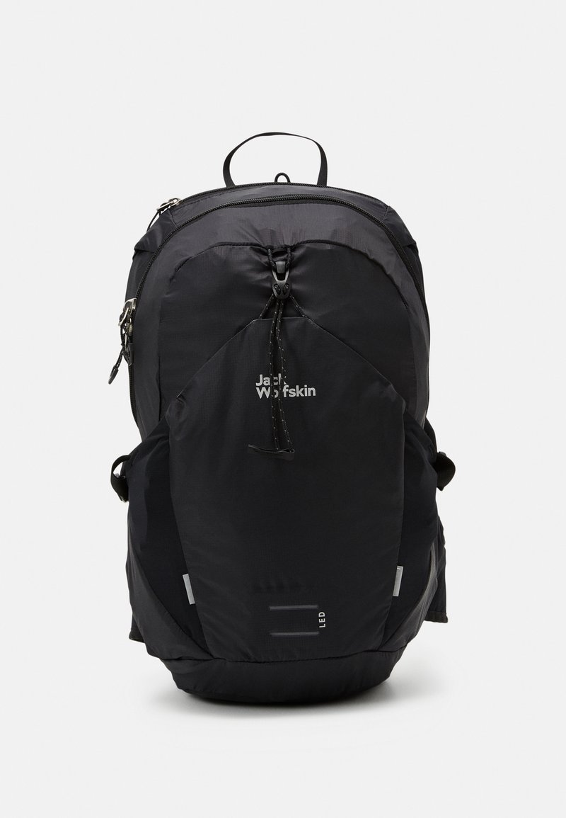 Sac à dos noir de forme arrondie. Fabriqué en nylon durable, il dispose de bretelles ajustables, d'une poignée supérieure et d'un logo réfléchissant à l'avant.