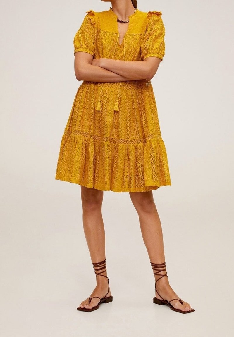Mango Day dress - mustard yellow - (Pre-owned) - Zalando.ie