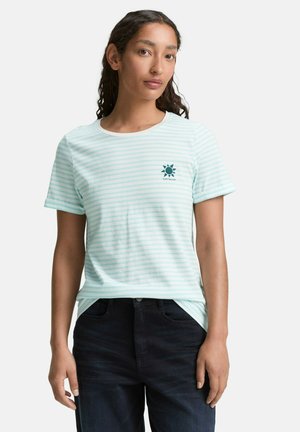 MIT STREIFENMUSTER - T-Shirt print - blue white irregular stripe