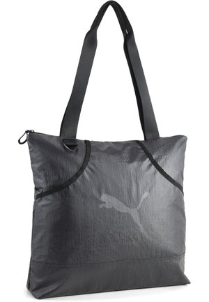 Sort Puma tote taske med dobbelte skulderstropper, diskret Puma-logo foran og lynlåslukning i toppen.