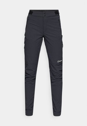 Pantaloni da trekking grigio scuro realizzati in tessuto leggero e flessibile. Presentano tasche con zip, cintura regolabile e un design slim fit.