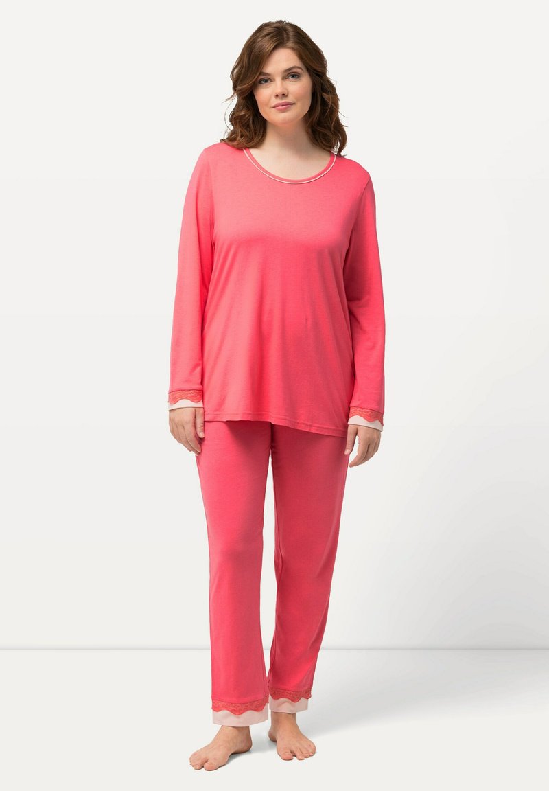 Ulla Popken RUNDHALS LANGARM SET - Yöasusetti - light red