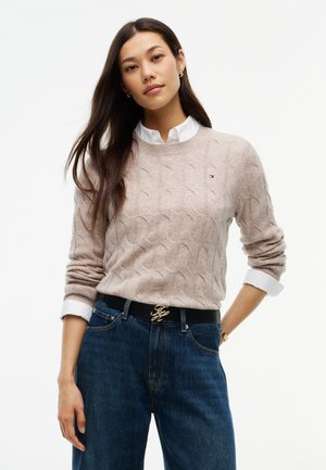 Tommy Hilfiger, PURE WOOL CHAIN CABLE KNIT JUMPER - Пуловер - light camel