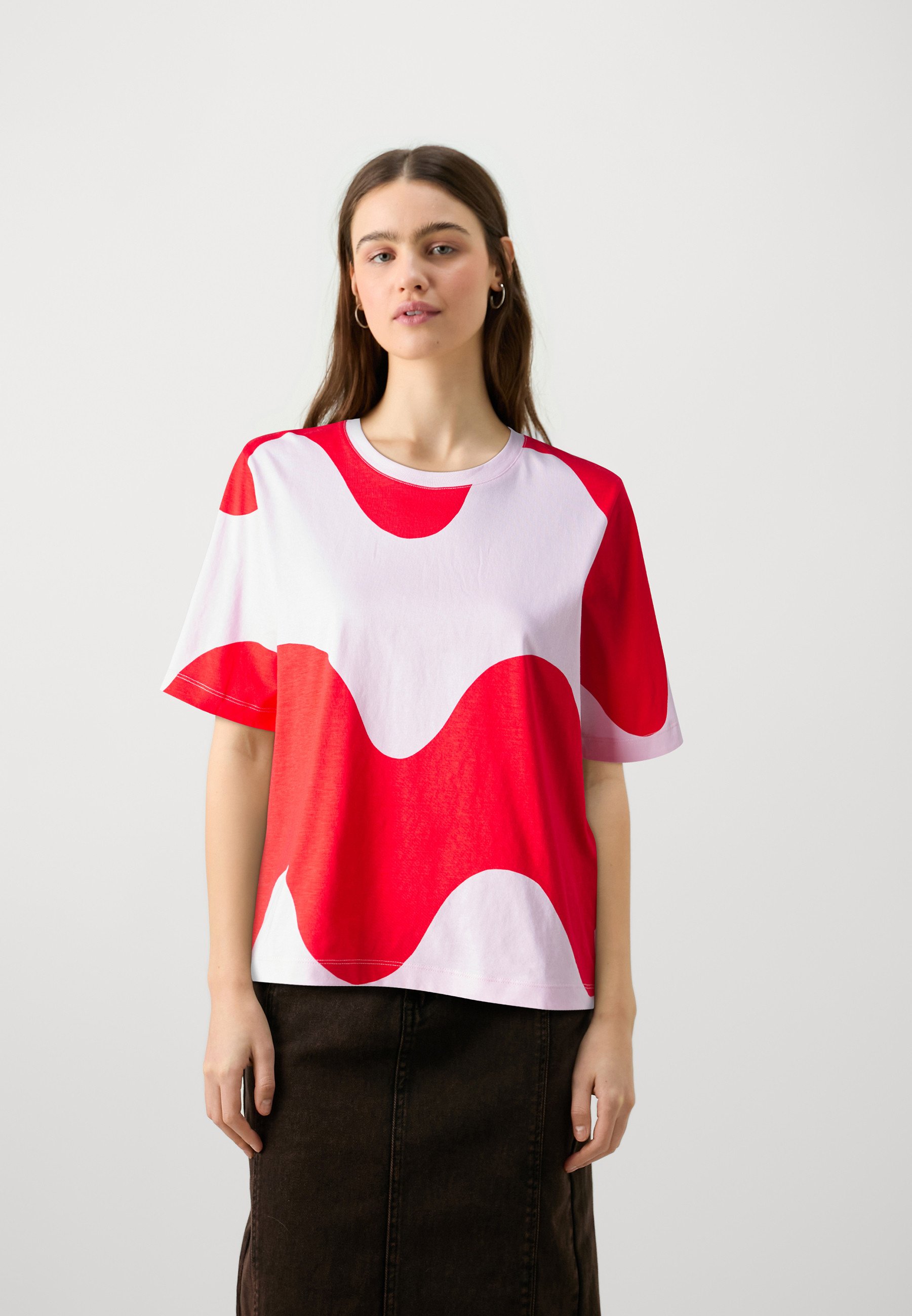 Marimekko LISTA LOKKI - Print T-shirt - red/light pink/red 