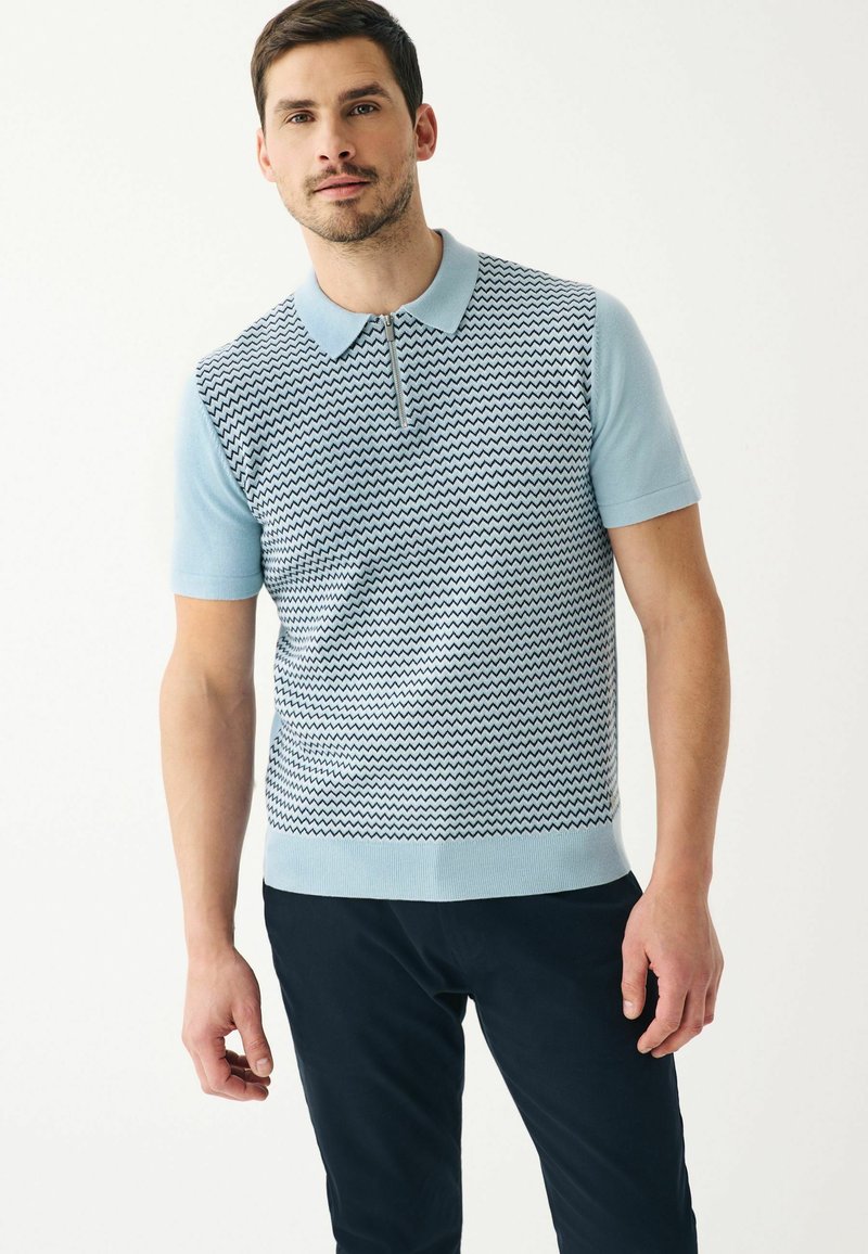 Next ZIG ZAG KNITTED POLO SHIRT Polo blue/bleu ZALANDO.FR