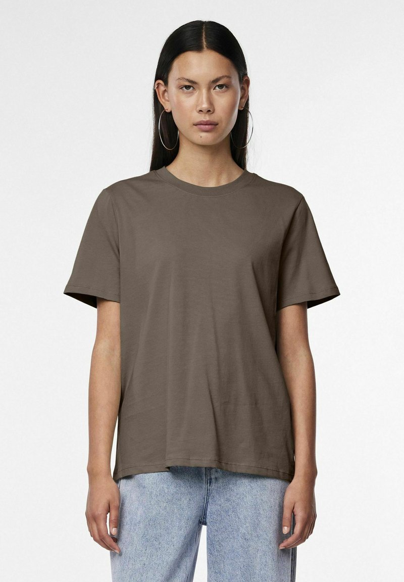 Pieces PCRIA SS SOLID TEE NOOS - Paprasti marškinėliai - morel