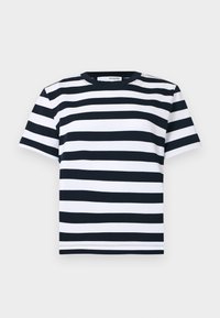 SLFESSENTIAL STRIPED BOXY TEE - Camiseta estampada - dark sapphire/bright white