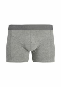 Γκρι βαμβακερά ανδρικά boxer briefs με σκούρα γκρι ελαστική μέση, ανάγλυφη με το όνομα της μάρκας "Jack & Jones".