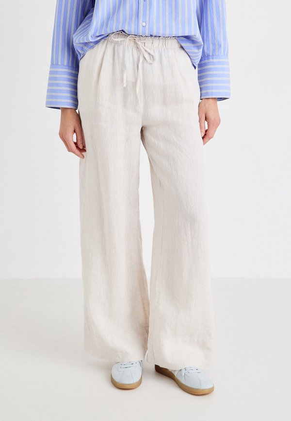 WIDE LINEN TROUSERS - Stoffhose - light beige