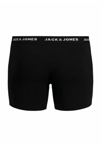 Crne bokserice izrađene od glatkog, rastezljivog materijala. Imaju pojas s bijelim logotipom na kojem je ponovljen tekst "JACK & JONES".