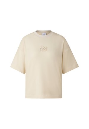 T-shirt à manches courtes de couleur crème avec une coupe ample. Présente un logo "BOGNER" en relief sur le devant. Tissu doux et lisse.