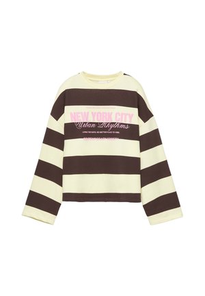 PULL&BEAR, OVERSIZE STRIPED WITH CONTRAST GRAPHIC - SWEATSHIRT - Sweatshirt - brown