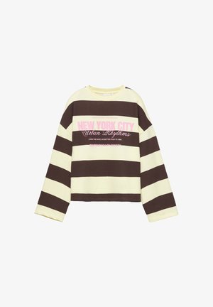 PULL&BEAR, OVERSIZE STRIPED WITH CONTRAST GRAPHIC - SWEATSHIRT - Sweatshirt - brown