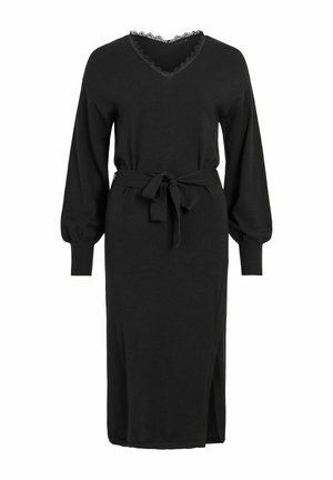 VILA, KNITTED DRESS VIRICKY MIDI - Robe pull - black
