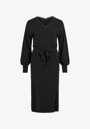 VILA, KNITTED DRESS VIRICKY MIDI - Svetríkové šaty - black