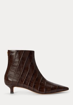 Lauren Ralph Lauren, FRANCESCA CROC-EMBOSSED LEATHER BOOTIE - Botines bajos - chestnut brown
