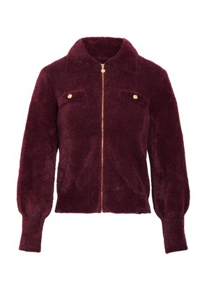 Morgan, MORGAN MORGAN LONG-SLEEVED CARDIGAN WITH LAPEL COLLAR - Chaqueta de punto - prune