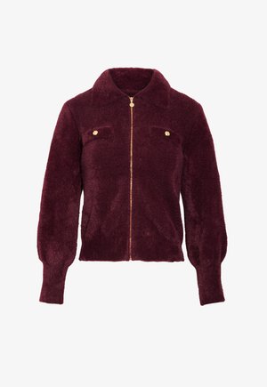 Morgan, MORGAN MORGAN LONG-SLEEVED CARDIGAN WITH LAPEL COLLAR - Chaqueta de punto - prune