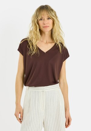 COL V - T-shirt basique - chocolat