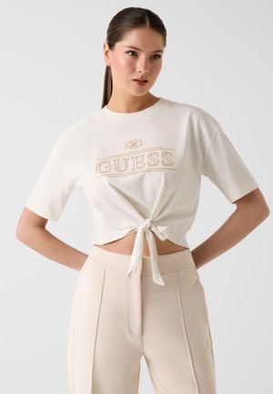 KASTENFÖRMIGES MIT LOGO - T-shirt imprimé - weiß