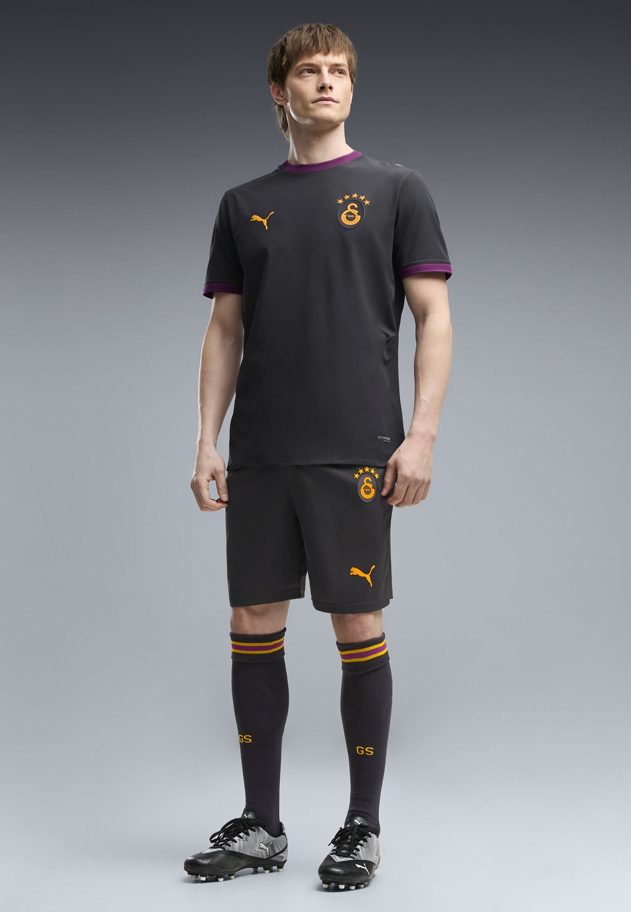 PUMA GALATASARAY S.K. 26/27 SHORTS - Club wear - flat dark gray-plum wine