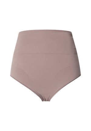 Hoch geschnittene, hell mauve Shapewear-Höschen aus glattem Stoff mit nahtlosem Design und subtiler Textur, ausgestattet mit einem hohen Bund für Unterstützung.