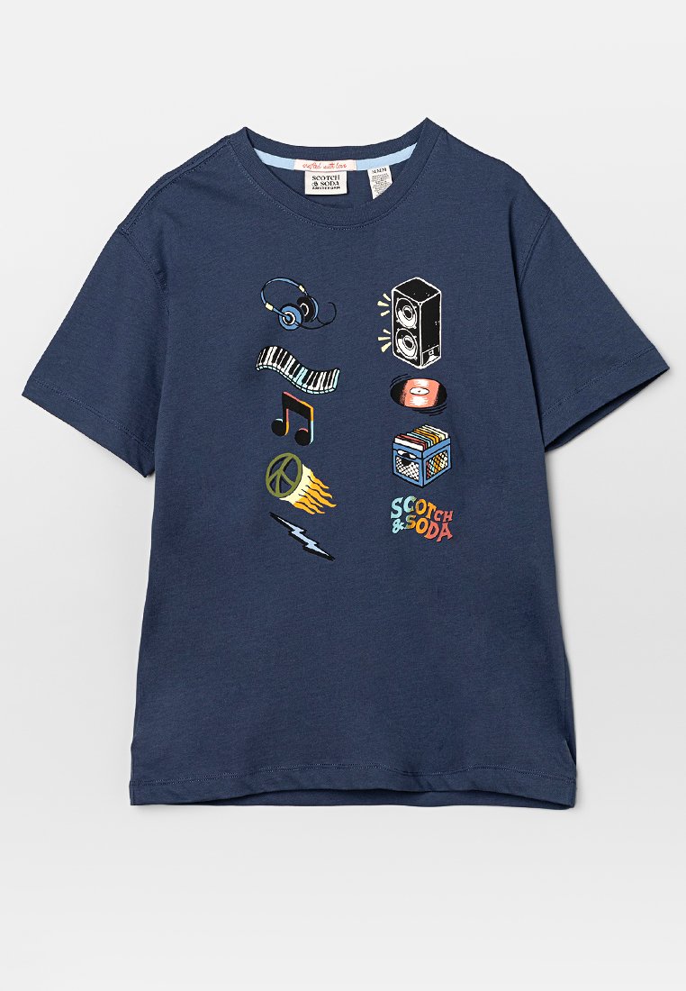 Scotch & Soda T-shirt print donkerblauw