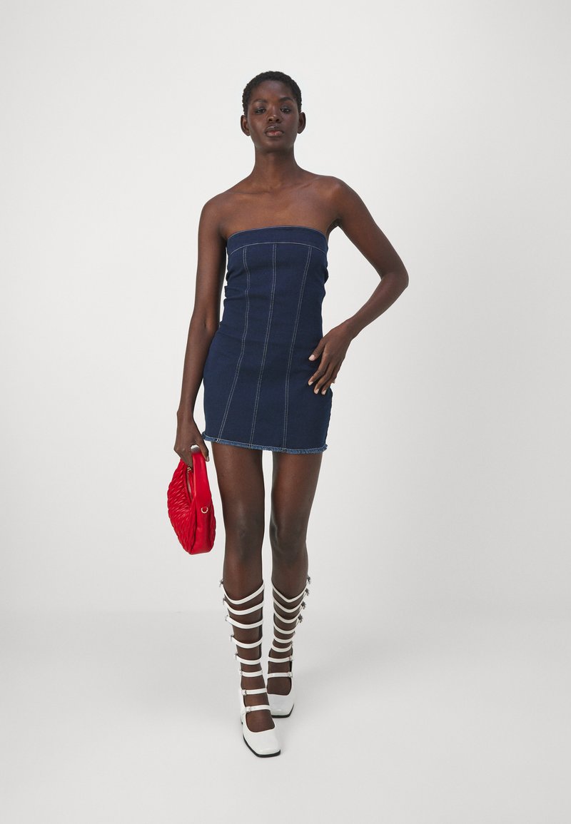 Denim Project BANDEAU DRESS - Denim dress - dark blue wash/dark-blue denim  - Zalando.co.uk