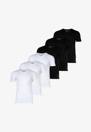 Lacoste 6ER PACK - ESSENTIALS V-AUSSCHNITT SLIM FIT EINFARBIG - T-Shirt basic - weiß schwarz