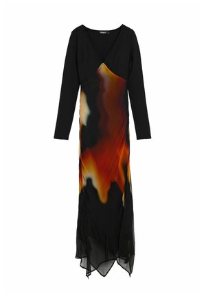 Desigual, LONG-SLEEVE MIDI DRESS - Jurk - black