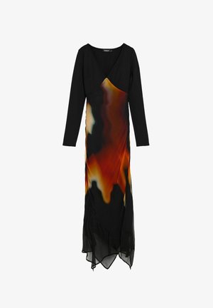 Desigual, LONG-SLEEVE MIDI DRESS - Jurk - black
