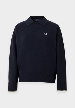 Fred Perry, SPLIT CUFF COLLARED JUMPER - Pullover - navy