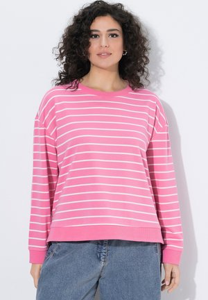 Ulla Popken SWEATSHIRT, RINGEL, RUNDHALS, LANGARM, HINTEN LÄNGER - Sweatshirt - flamingo