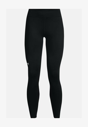 Zwarte leggings met een gladde textuur, hoge taille en een aansluitend ontwerp. Beschikt over een klein wit logo op het linker onderbeen.