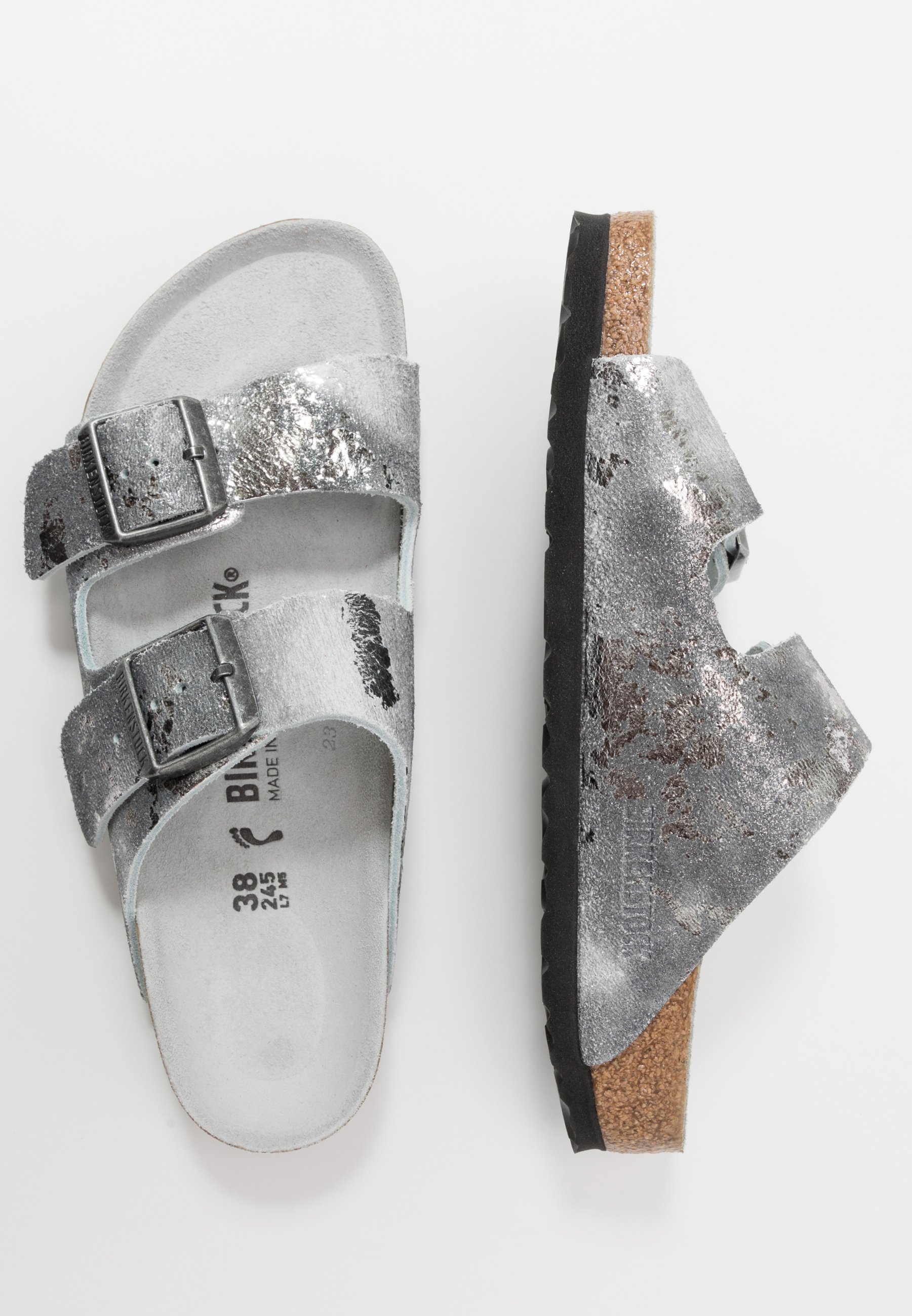birkenstock vintage metallic gray silver