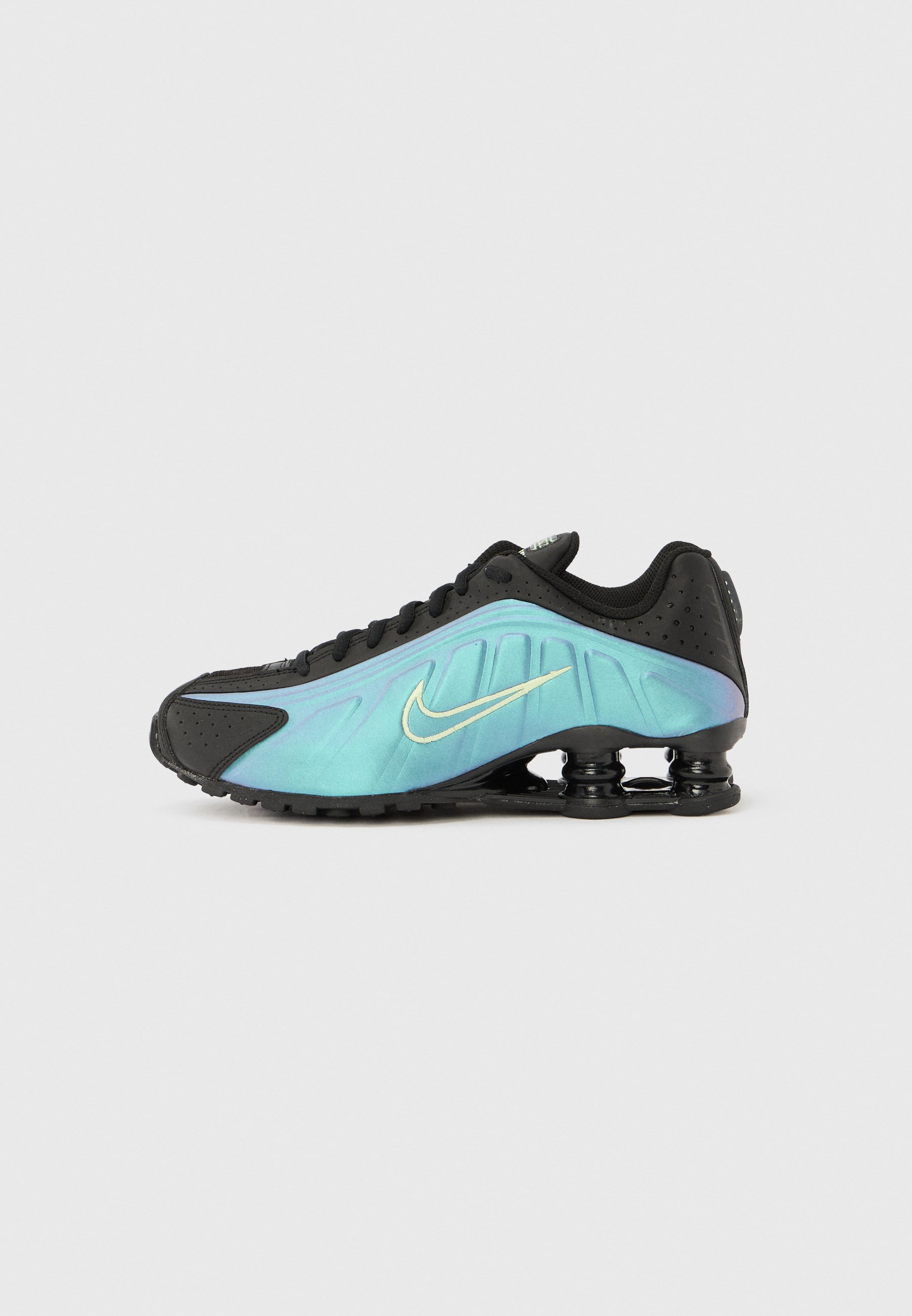 black nike shoes with teal swoosh