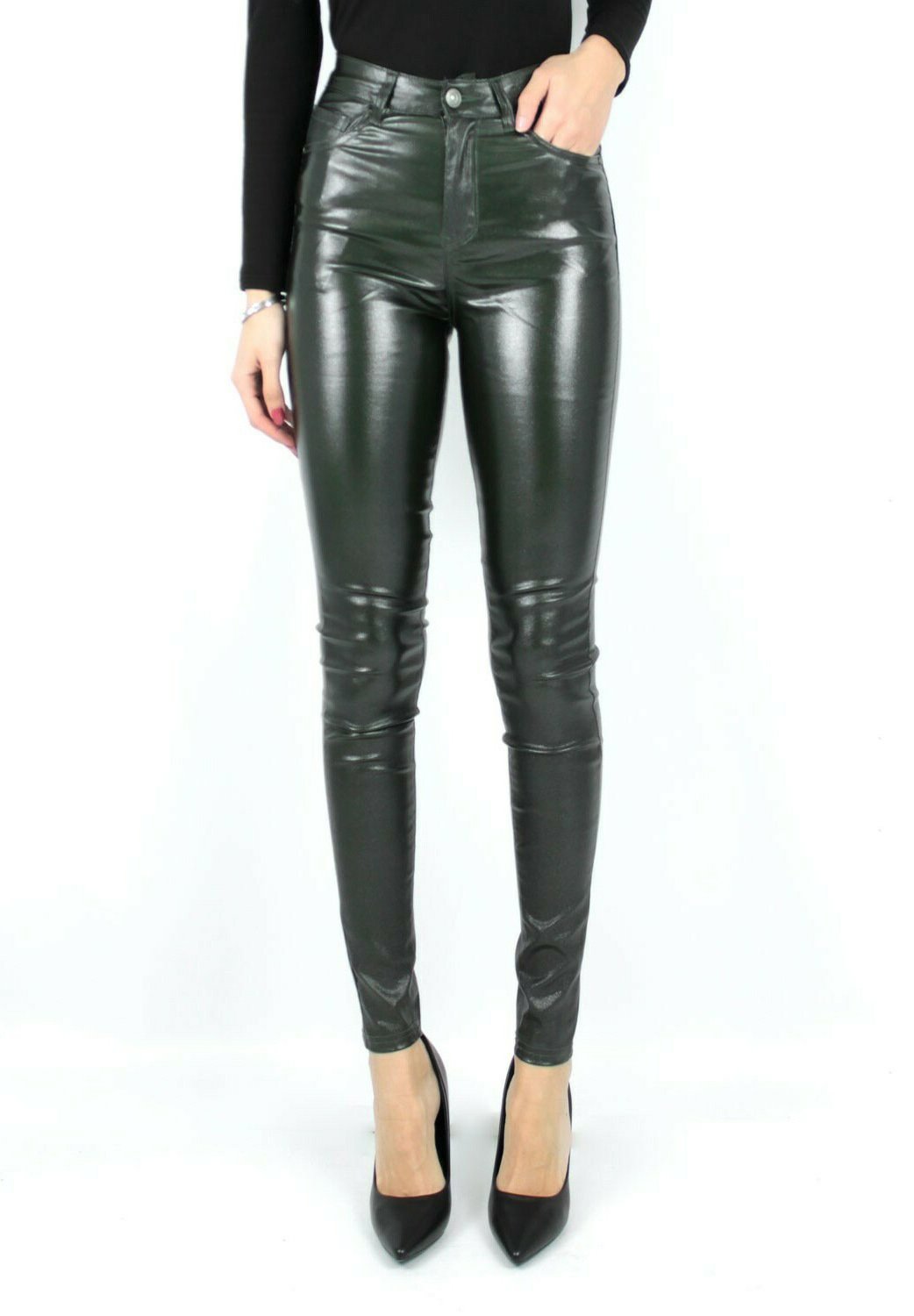Cuir Femme Zalando Pantalon Simili Cuir Kebello Pantalon En Cuir Kaki