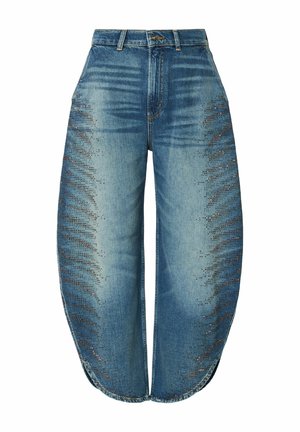LIU JO, LIU JO BALLOON JEANS WITH MICRO RHINESTONES - Jean large - blue denim